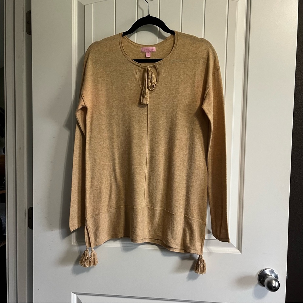 Lilly Pulitzer Glenda Fringe Sweater Size Small Cotton Blend Boho Minimalist